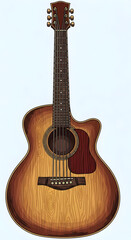 Naklejka premium Acoustic Guitar Illustration Detailed Wood Grain Instrument