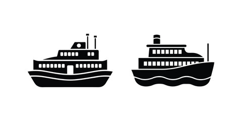 Fototapeta premium ferry boat silhouette vector illustration