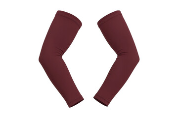A pair of burgundy sports arm sleeves isolated on transparent background