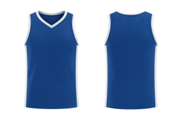 Blue basketball jersey (front and back) isolated on transparent background