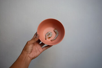 Raw shrimp in a bowl