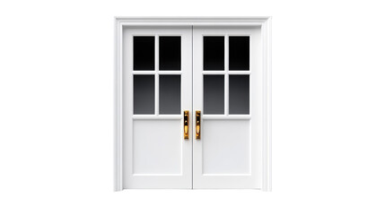 Obraz premium Elegant Glass Pane Double Doors on transparent background