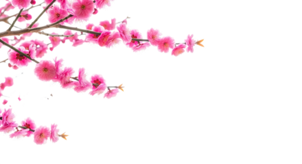 Delicate pink plum blossoms on a branch, isolated on transparent background, symbolizing spring and new beginnings
