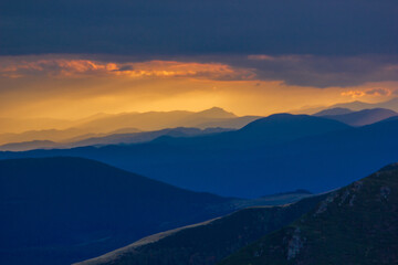 Fototapeta premium The Transalpina or DN67C is a 148 km national road located in the Parâng Mountains group, Southern Carpathians of Romania, one of the highest roads of the Carpathian Mountains