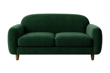 Fototapeta premium Green velvet sofa isolated on transparent background