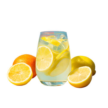 Vibrant Lemon Drink in Glass with Fresh Lemon Slices