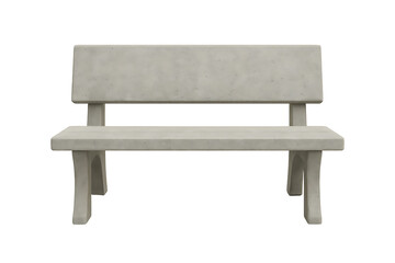 Concrete park bench isolated on transparent background