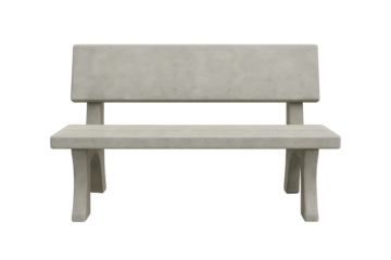 Concrete park bench isolated on transparent background