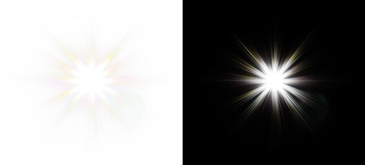 Fototapeta premium A stunning starburst light flare PNG overlay with a transparent background, ideal for digital design and editing