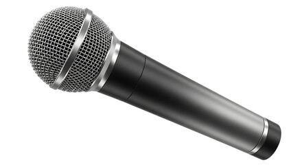 A professional black microphone isolated on transparent background