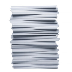 Stacked white paper sheets isolated on a transparent background