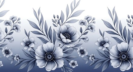 Floral pattern with blue and white flowers