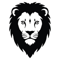 Naklejka premium Majestic Lion Head Graphic Black and White Minimalist Design