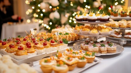 Festive Holiday Party Snacks Displayed on a Table