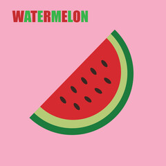 Watermelon Slice Fruit Icon Vector Illustration in Pink Background