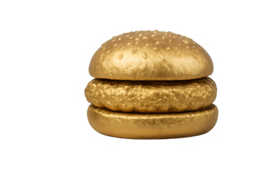 Golden Burger: A captivating view of a golden burger, rendered with meticulous detail and texture, inviting and visually appealing