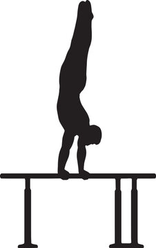 Vector Silhouette of Gymnast Handstand on Parallel Bars