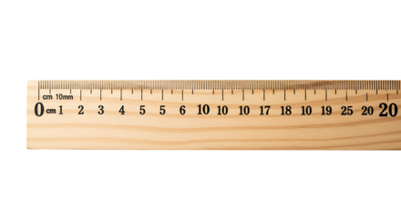 A wooden ruler with clear markings in centimeters and millimeters, isolated on a transparent background, perfect for measurement concepts