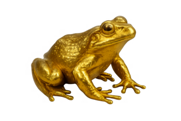 Golden Frog: A meticulously crafted golden frog statue, showcasing intricate details and a radiant metallic sheen, representing wealth and prosperity.