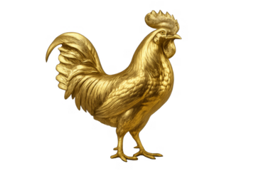 Golden Rooster Sculpture: A majestic golden rooster stands proudly, a symbol of vitality, strength, and prosperity, captured in exquisite detail.