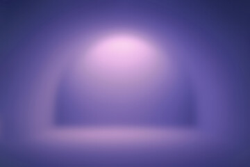 Soft purple empty studio spotlight stage with smooth curved backdrop evoking calm mood