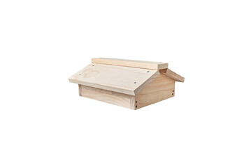 Wooden birdhouse isolated on transparent background in studio