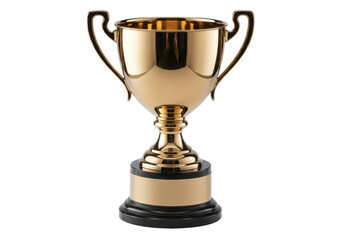 Isolated gold trophy cup for sports competition, championship award, celebration, winner, victory