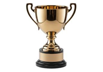 Isolated gold trophy cup for sports competition, championship award, celebration, winner, victory
