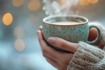 A woman holding a cup of coffee