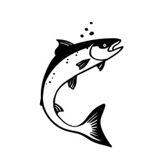 Fototapeta premium Salmon. Salmon simple black and white line art vector logo