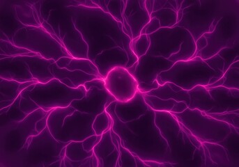 Futuristic science concept of a neuron cell with electric synapses firing in vibrant magenta