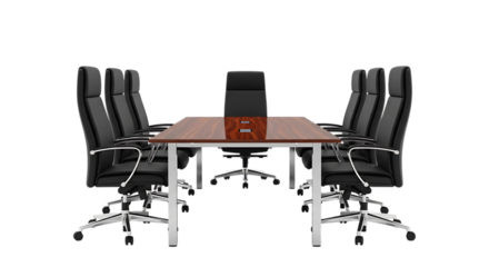 Modern conference room with table and chairs isolated on transparent background