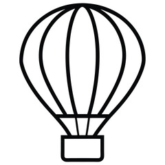 Fototapeta premium Black and white outline hot air balloon icon for design