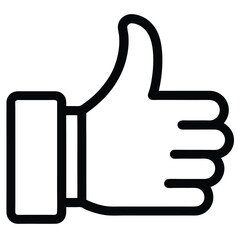 Obraz premium Black and white outline thumbs up icon for approval and agreement