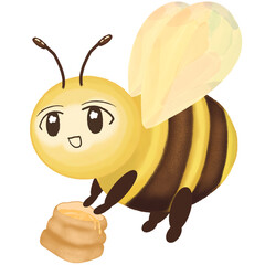 honey bee with flower like-eyepupils and pastel colored wings and honey bucket 132 dpi