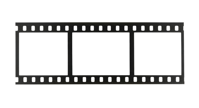 Blank 35mm film strip vector isolated on white with black frame borders for a cinema photo illustration
