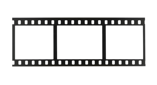 Blank 35mm film strip vector isolated on white with black frame borders for a cinema photo illustration