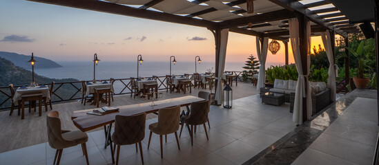Sunset Restaurant Atmosphere with Sea View