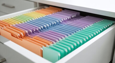 Rainbow File Cabinet Office Organization Filing Documents System