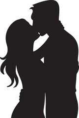 Silhouette of a Couple Embracing and Kissing in a Romantic and Loving Moment