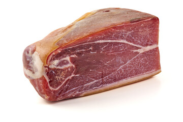 Dry Cured Ham Hock Meat, isolated on white background