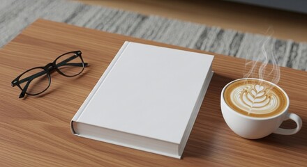 Cozy reading moment with coffee glasses and book mockup
