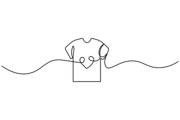 T shirt icon one line drawing in minimalist style isolated outline vector illustration
