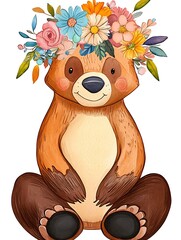 Floral Crown Cub: Watercolor Delight