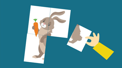 Obraz premium Illustration of a rabbit holding a carrot and a piece of paper