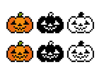 ドット絵のジャックオランタンセット