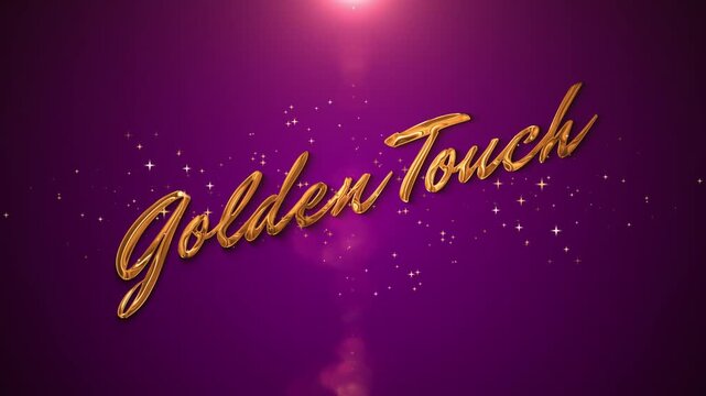 Golden &ldquo;Golden Touch&rdquo; text animation with sparkling particles, radiant glow, and luxury light effects. A stylish and elegant design, perfect for branding, premium promotions, fashion, success, achieve