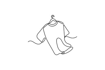 T shirt icon one line drawing in minimalist style isolated outline vector illustration
