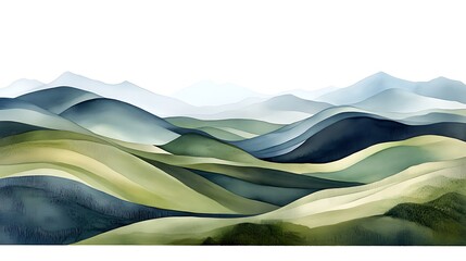 Watercolor Dreamscape: Serene Mountain Hues