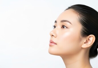 Flawless Complexion - Serene Asian Womans Profile in Soft, Natural Light.